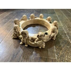 Vintage Abbey Press Candle Holder Ring Of Children Love Joy Hope & Peace Carved